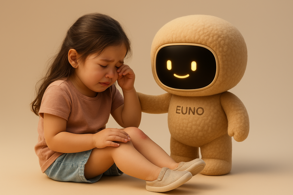 Enfant interagissant avec le robot intelligent Euno